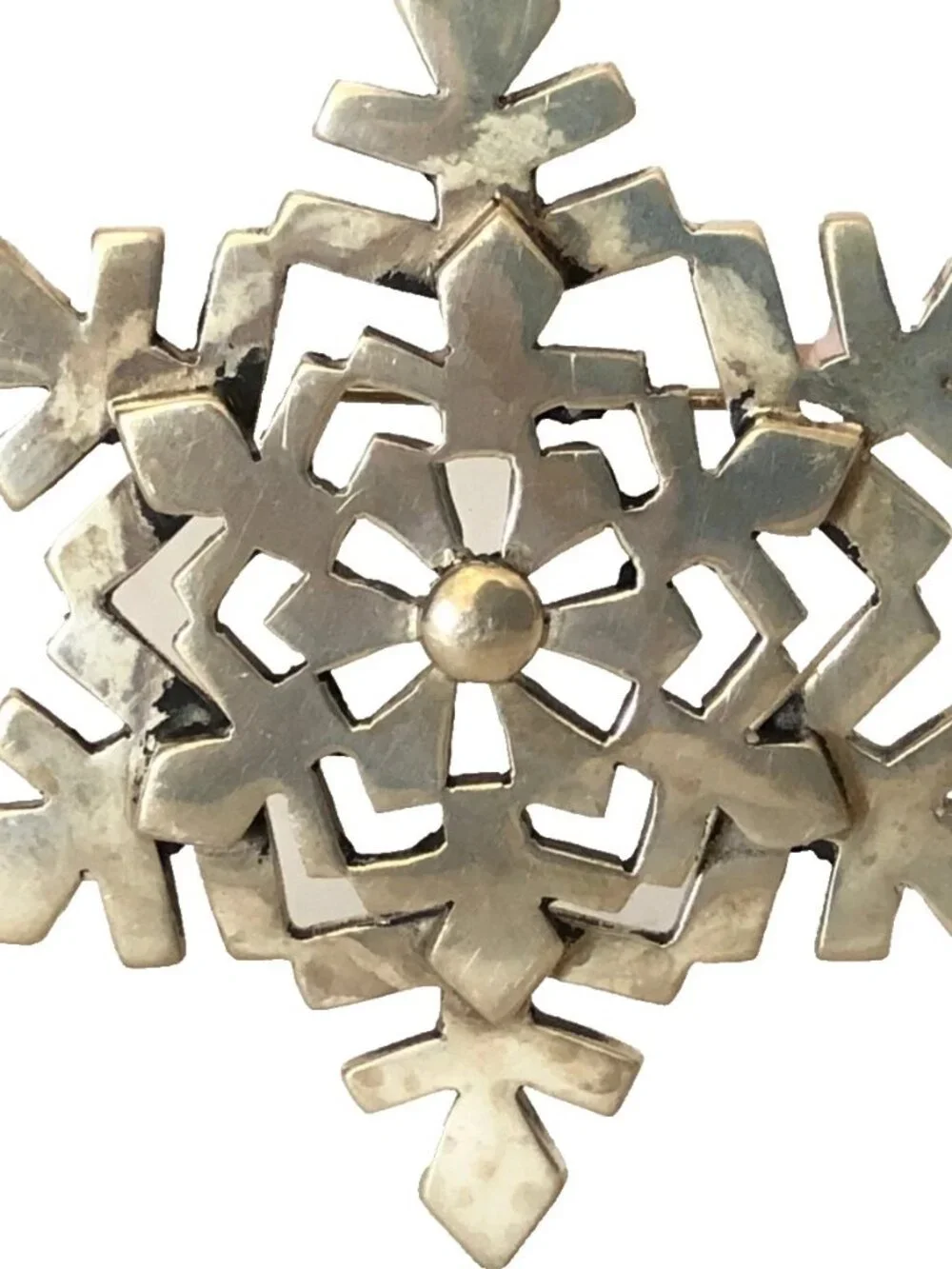 Snowflake Taxco Mexico Layered Sterling Silver 925 Pin Brooch 2.25